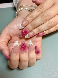 Nails Inspo 2024 Almond, Nail Inspo Gel, 3d Nail Designs, Aesthetic Nail, Airbrush Nails, Blush Nails