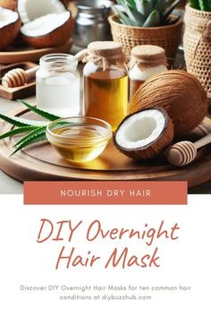 Diy Overnight Hair Mask, Shiny Hair Mask, Overnight Hair Mask, Hair Mask For Dry Hair, Mask For Dry Hair, Overnight Hair, Heat Damaged Hair