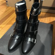 Brand New St. Marks Victorian Bootie Black Leather With Adjustable Buckle Silver Hardware Zipper Closure Up Vamp With 3 Inch Heel Comes In Box With Dust Bag Victorian Boots, Marc Jacobs Shoes, 3 Inch Heels, Leather Boot, Black Leather Boots, Silver Hardware, Bootie, Leather Boots, Marc Jacobs