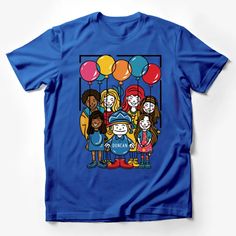 Colorful Kids Balloon Party Cartoon T-Shirt, Fun Birthday Celebration Tee for Children Male T-Shirt Custom graphic T-Shirt.Customize your color Fun Blue Tops For Birthday, Casual T-shirt For End Of School Year Fan Merchandise, Blue Shirt With Character Print For Birthday, Fun Cotton T-shirt For Birthday, Fun Cotton T-shirt For Birthdays, Blue Character Print Top For Birthday, Funny Blue T-shirt With Cartoon Print, Funny Character Print T-shirt For School, Blue Tops With Character Print For Birthday