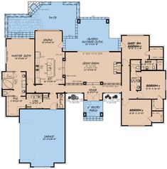 this is the floor plan for these luxury home plans, which include two master suites and three