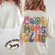 Join the Cool Moms Club with this stylish Comfort Colors shirt that is perfect for all the overstimulated moms out there! This Mama shirt is not only funny but also ultra-comfortable thanks to the soft cotton trendy fabric. Whether you're looking for a Mother's Day gift, a mom birthday gift, or just a treat for yourself, this trendy mom shirt is a must-have. Embrace the mom life in a cool and fashionable way with the Cool Moms Club Comfort Colors tee. 💥I. ABOUT PRODUCT - There are many ways to express your personality and wearing our products with eye-catching patterns and meaningful words is one of the ways. Comfortable, casual, and loose-fitting, our products will surely become one of your favorites. Made of cotton, safe and comfort on anyone. - Using a unique water-based dyeing process Retro White Tops For Mother's Day, Retro Cotton Tops For Mother's Day, Multicolor Cotton Slogan Shirt, Multicolor Cotton Shirt With Slogan, Fun Cotton Shirt For Mother's Day, Trendy Graphic Print Shirt For Mother's Day, Casual Multicolor Shirt For Mother's Day, Trendy Mother's Day Shirt With Graphic Print, Multicolor Casual Tops For Mother's Day