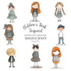 children's illustration with different characters and words that say, children's take inspired character