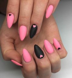 Nails Sommer, Pink And Black Nails, Nails With Hearts, Rounded Acrylic Nails, Summer Nails Colors Designs, Nail Pink, Summer Lifestyle, Spring Nail Colors, Nails Colors