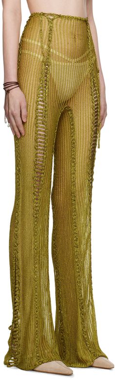 Hand-knit rayon lounge pants. Lace-up detailing throughout. Each item is unique. Please note that finishings may vary. Supplier color: Juice Isa Boulder, Lounge Pants, Accessories For Women, Luxury Streetwear, Bouldering, Hand Knitting, North America, Juice, Split