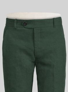 Planning for a resort this summer? our Martini Green Pure Linen Pants will be a perfect pick because it's not about kidding around when it comes to styling. Crafted from pure linen, the lightweight summer fabric features a little unique slubby texture that will create interest and become the center of attraction. 
 
 Look Includes  Martini Green Pure Linen Fabric  Cross Pocket  Flat Front  Two Welted Back Pockets on Trousers   You can change the look during customization if required. 
 
 Lining: Green Linen Pants, Linen Suit, Summer Fabrics, Black Button, Jacket Buttons, Pure Linen, Linen Pants, Jacket Style, Martini