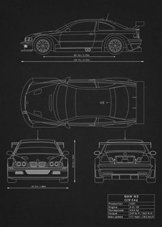 a blueprint drawing of a bmw sports car