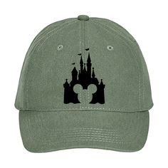 Disney hat/ Mickey Mouse head silhouette Cinderella’s castle hat/ Disney baseball hat/ Disney vacation Mickey silhouette adjustable cap featuring Mickey’s silhouette in Cinderella’s Castle printed in black.This classic cotton twill cap is unstructured and adjustable, offering versatility and lightweight comfort.• cotton • 6 panel, unstructured• 6 sewn eyelets• 6 rows of stitching on bill• Pre-curved bill• Self fabric closure with antique brass buckle and grommet tuck-in Disney Caps, Disney Hat, Disney Family Vacation Shirts, Mickey Silhouette, Head Silhouette, Disney Hats, Cute Caps, Mickey Mouse Head, Disney Family Vacation