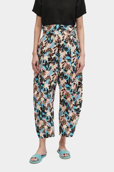 Drena Pant Forest Print, Bold Floral Print, Wide Waist, Blue Floral Print, Rachel Comey, Creating A Brand, Cotton Pants, Socks And Hosiery, Blue Print