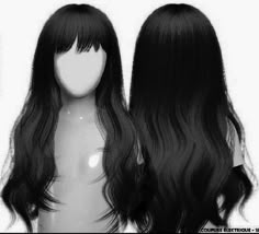 an image of long black hair on mannequins