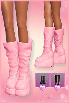 the boots are pink and have hearts on them