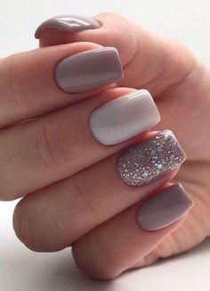 11 Nail Art Designs That Look Great on Shorter Nails Natural Summer Nails, Nails Design, Summer Nails, Nail Polish, Square, Nails, Grey