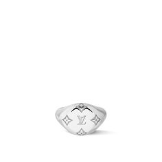 This strikingly contemporary signet ring was created for the new les gastons vuitton collection, a tribute to the memory of louis vuitton’s grandson gaston-louis vuitton. Recalling his love of family, its design features a creative reinterpretation of the famous monogram signature finely engraved on hand-polished white gold. A timeless, distinctive jewel, and an emblem of the house’s heritage. Luxury Signet Ring For Anniversary, Designer Rings With Polished Finish For Everyday Luxury, Luxury Engraved Ring For Anniversary, Designer White Gold Rings For Everyday Luxury, Designer Engraved Round Rings, Designer Sterling Silver Rings Engraved, Designer Sterling Silver Engraved Rings, Luxury Engraved Ring With Vs Clarity, Luxury Sterling Silver Signet Ring