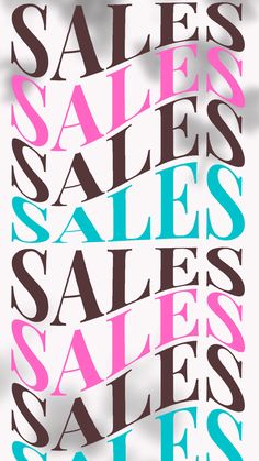 a poster with the words sales written in different colors and sizes, including pink, brown, blue, and green