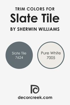 some white and black labels with different colors on them, including the words'trim colors for state tile by sherwin williams '