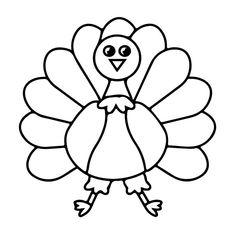 a black and white drawing of a turkey