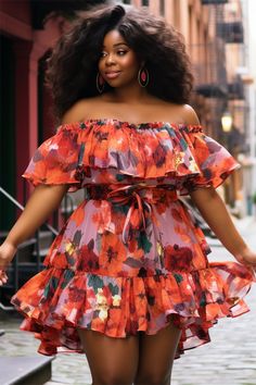 Plus Size Best Sellers Trendy Clothing | Xpluswear Beautiful Plus Size Dresses, Spring Outfits Floral, Short Floral Dress Outfit, Plus Size Cocktail Attire, Plus Size Outfits Spring, Chiffon Short Gown, Simple Chiffon Short Gowns, Plus Size Vacation Outfits