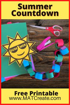 the free summer printable for kids to make with construction paper and construction supplies, including scissors