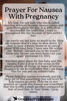 prayer for nausea with pregnant