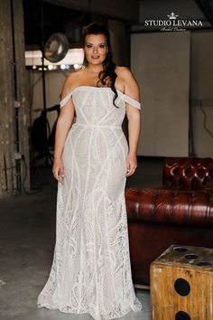 Bohemian Plus Size Mermaid Lace Wedding Dress with off-the-Shoulder Straps and Straight Neckline Modest Wedding Gowns, Plus Size Wedding Dresses