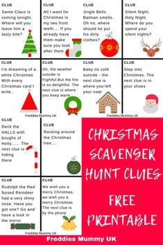 christmas scavenger hunt clues for free printable