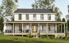 this is an artist's rendering of a two - story house with porches