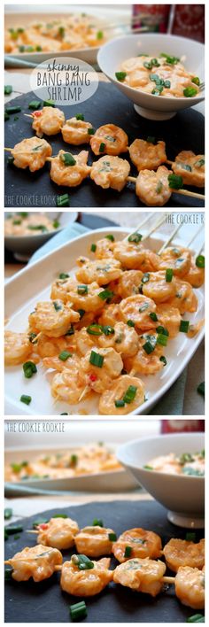 some food is being prepared and ready to be cooked in the oven, including shrimp