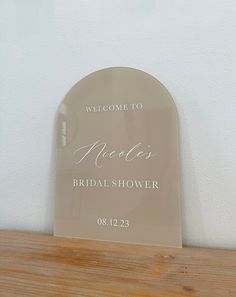 a glass plaque with the words, welcome to god's bridal shower on it