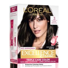 L'Oreal Paris Permanent Hair Colour, Radiant At-Home Hair Colour with up to 100% Grey Coverage, Pro-Keratin, Up to 8 Weeks of Colour, Excellence Crème, 3 Dark Brown, 72ml+100g L’Oréal Paris 90% positive ratings from 100K+ customers 100K+ recent orders from this brand 10+ years on Amazon At Home Hair Color, Hair Cream, L Oreal, Hair Color Ideas