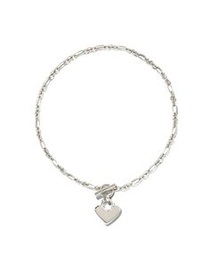 Add this flirty, fun bracelet to your everyday essentials. The Heart Padlock Chain Bracelet in Sterling Silver is the perfect statement piece to layer or wear alone. Pair with just about any outfit to complete the look. Trendy Jewelry With Heart Pendant And Toggle Clasp, Trendy Heart Pendant Jewelry With Toggle Clasp, Elegant Everyday Heart Bracelet With Charms, Chic Silver Jewelry With Heart Charm, Metal Heart Bracelet For Everyday, Trendy Bracelet With Toggle Clasp, Trendy Silver Chain Bracelet With Heart Charm, Trendy Toggle Clasp Bracelet, Chic Silver Heart Jewelry