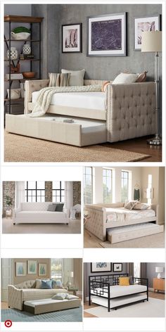 a collage of photos showing different types of furniture in various styles and colors, including couches