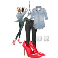 Red Shoes Outfit, 30 Outfits, Red Pumps, Outfit Trends, Red High, Red Outfit, Looks Style