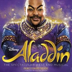 the poster for disney's upcoming musical, alaadd in front of a purple background