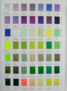 the color chart for different colors of paint