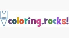 the word coloring rocks is written in multicolored letters