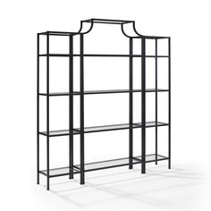 a black shelf with three shelves on it