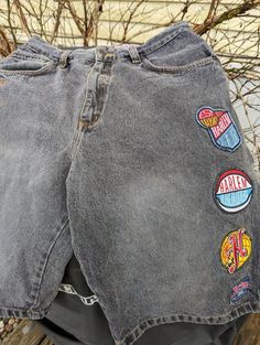 Harlem Globetrotters Big D Meadowlark jean shorts in the 90's style. Patches, embroidery and washed black, more like a stone washed black.size 36 waist 13" inseam. Excellent condition. Casual Denim Bottoms With Embroidered Patch, Distressed Black Jean Shorts For Streetwear, Vintage Jean Shorts For Streetwear, Casual Jean Shorts With Patches, Washed Black Jean Shorts For Streetwear, 90s Denim Shorts For Streetwear, Vintage Streetwear Bottoms With Patches, Medium Wash Five-pocket Shorts For Streetwear, Harlem Globetrotters