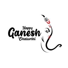 happy ganesh chaturni with an elephant face and the words'happy ganesh chaturim '