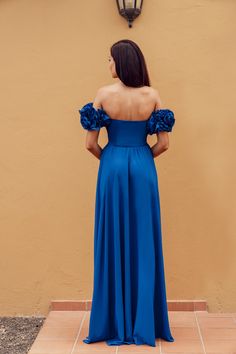 Beautiful Evening dress, perfect for special occasion, available on many other colors Blue Off-shoulder Gown For Prom, Chic Evening Bridesmaid Maxi Dress, Fitted Floor-length Bridesmaid Dress For Spring, Spring Fitted Floor-length Bridesmaid Dress, Chic Party Bridesmaid Dress In Maxi Length, Chic Maxi Bridesmaid Dress For Party, Evening Bridesmaid Dress With Ruched Bodice For Prom, Floor-length Evening Dress For Summer Prom, Maxi Length Evening Dress With Ruched Bodice For Party