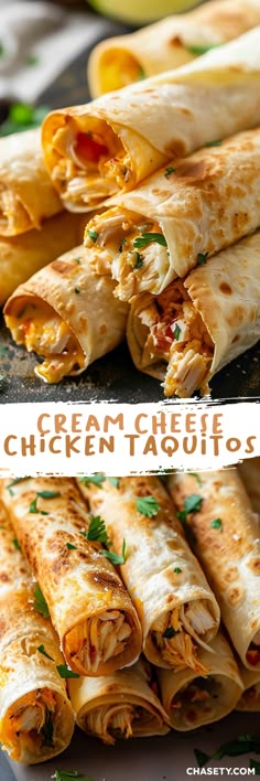 three different views of chicken and cheese quesadillas