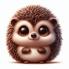 a cute hedgehog with big eyes sitting down