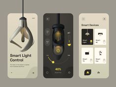 the smart light control is shown in three different stages