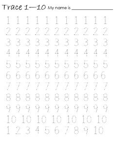 trace 1 - 10 my name is in the middle of this worksheet with numbers