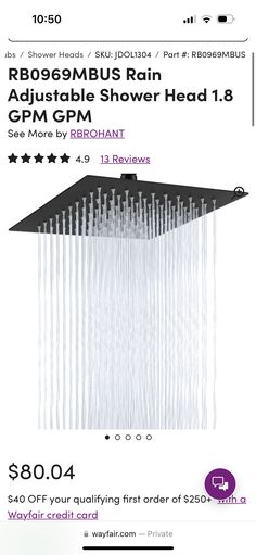 an advertisement for a shower head with rain coming out of it and the text above it