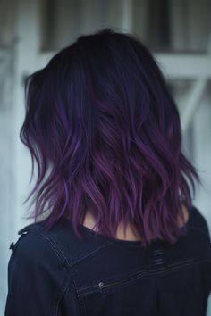 42+ Stunning Midnight Purple Hair Ideas Short Fashion Color Hair, Dark Purple Hair Short, Dark Purple Short Hair, Midnight Purple Hair, Fuschia Hair, Purple Hair Ideas, Pelo Color Vino, Short Purple Hair, Balayage Long Hair