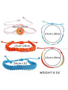 Sku CY-!31327 Material Non-woven Fabric Feature Split-joint , Multi-Colored Occasion Going out , Casual , Vacation , Bohemia , Beach Type Bracelet Accessories Color Style A,Style B Size FREE SIZE Size chart: Please consult the size chart we provide for this item's measurements to help you decide which size to buy. Please note: There may be 1-3cm differ due to manual measurement. CMINCH Perimeter FREE SIZE 15-31 Bohemian Orange Friendship Bracelets For Vacation, Handmade Casual Braided Bracelets, Casual Handmade Braided Bracelets As Fashion Accessory, Handmade Casual Braided Bracelet, Casual Orange Braided Bracelets For Friendship, Casual Orange Braided Bracelet For Friendship, Multicolor Resizable Friendship Bracelets For Summer, Casual Nylon Thread Friendship Bracelets, Casual Nylon Friendship Bracelets