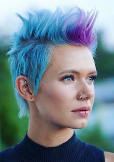 Pixie Haircut Styles, Colored Hair Tips, Candy Hair, Temporary Hair Color, Hair Pomade, Hair Color Blue, Pixie Haircuts, Short Pixie Haircuts, Undercut Hairstyles