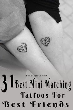 two tattoos on both legs with the words best mini matching tattoos for best friends in black ink