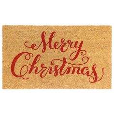 merry christmas door mat with red lettering