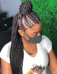 Pass Mesh Hair Styles Braids, Upstyle Braids For Black Hair, Blue And Black Braids, Stitch Braid, Gemini Hair, Sleek Braided Ponytail, Rope Braids, Senegalese Twists, Braiding Styles